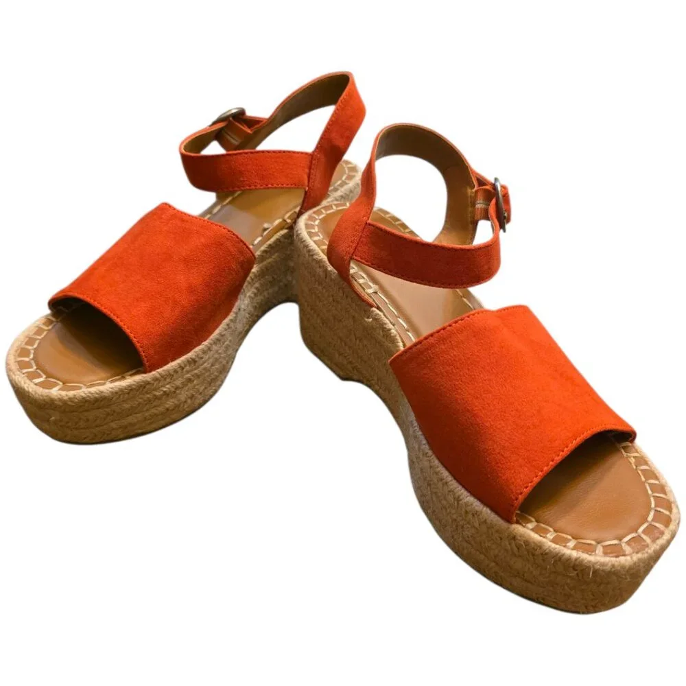 Orange Espadrille Wedge sz 8